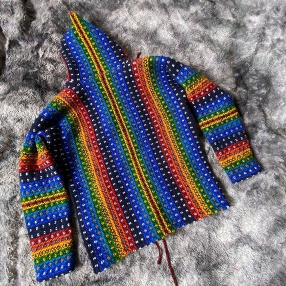 Rainbow Eucadorian Artisan Knit Jacket - Picture 4 of 7